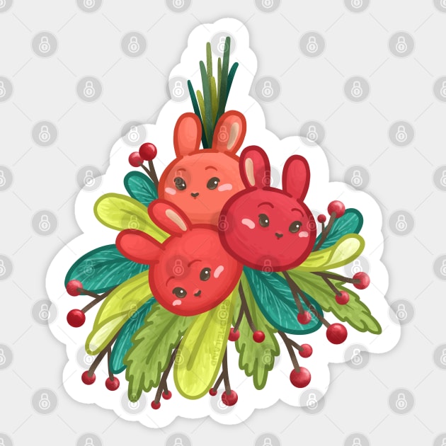 Bunny Mistletoe Christmas Sticker by Khotekmei